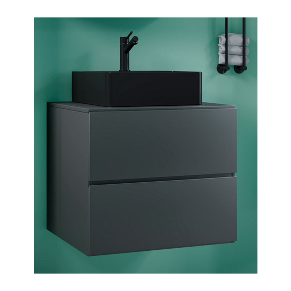 VCM Waschplatz-Set Lendas in 2-teiliger Ausführung mit Waschtischunterschrank, Wandmontage, modern, Farbe: Anthrazit-Grau, Breite: 60 cm - Bild 2