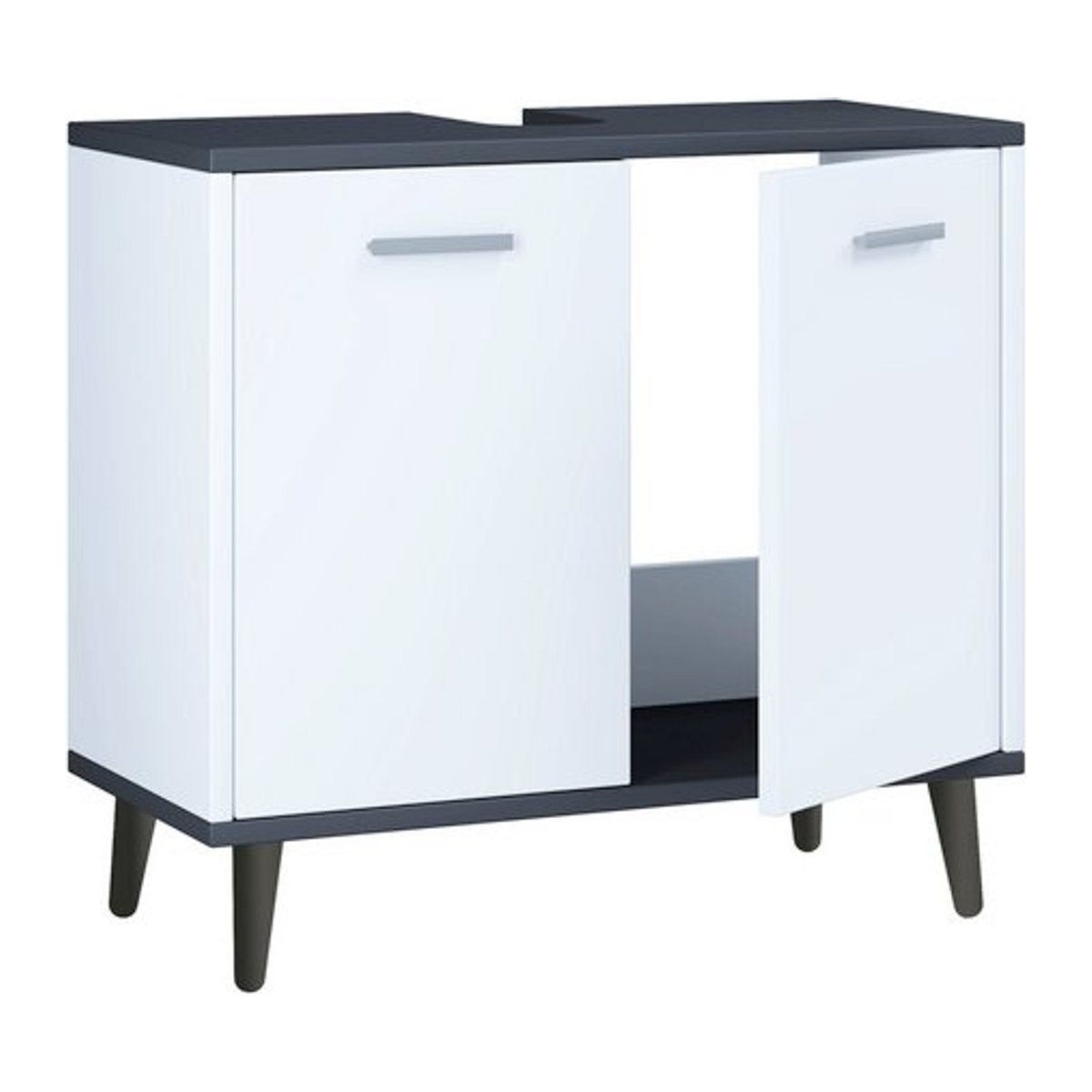VCM Waschtischunterschrank in Grau mit Drehtüren, B/H/T: 59,9 x 56 x 28 cm - Bild 1