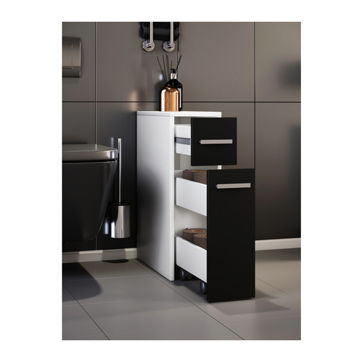 VCM Waschtischunterschrank Zalo aus Holzwerkstoff in Schwarz/Weiß, B/H/T: 45 x 61 x 20 cm - Bild 2