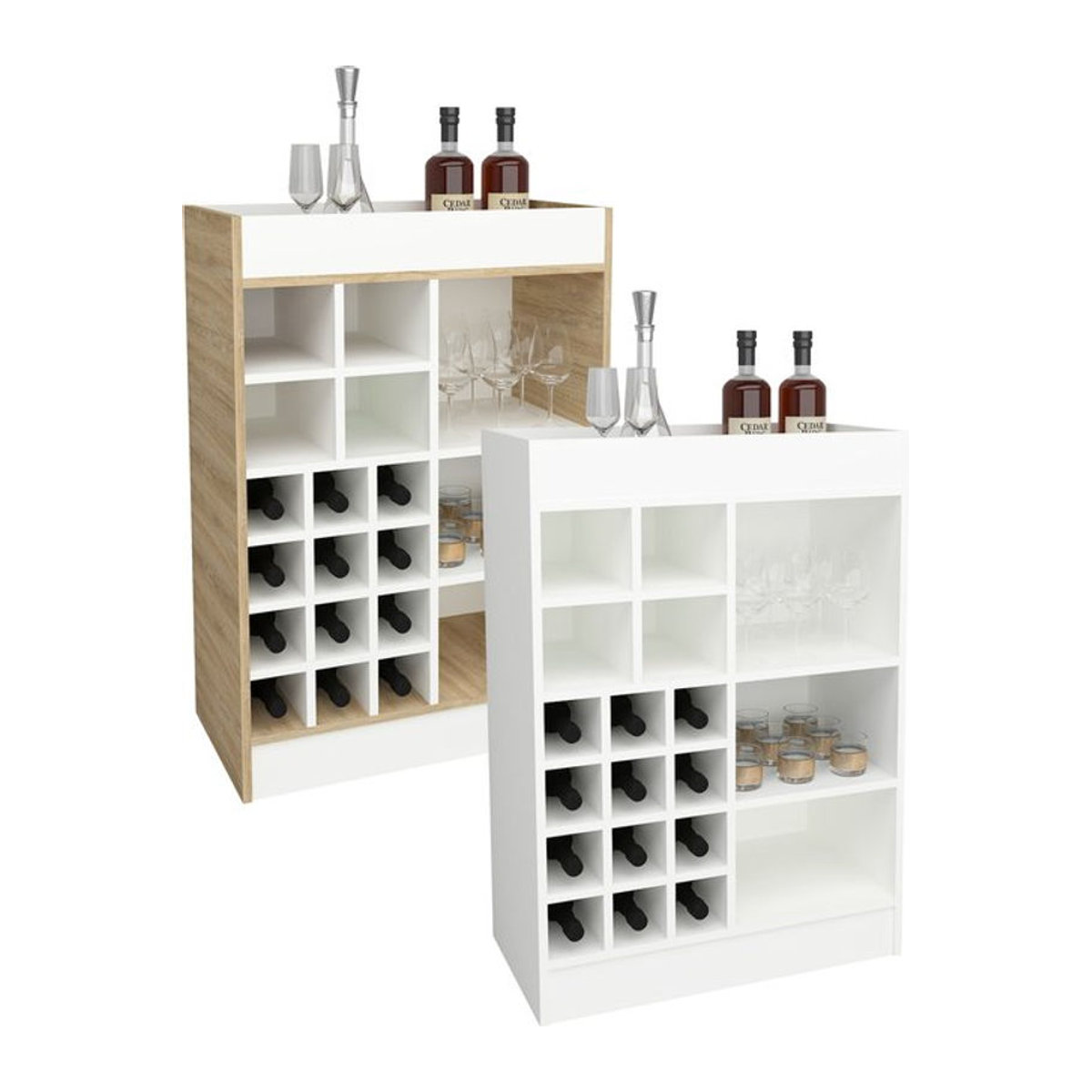 VCM Weinschrank aus Metall in Weiß, minimalistisches Weinregal für die Küche, H x B x T: 100 x 70 x 38 cm - Bild 1