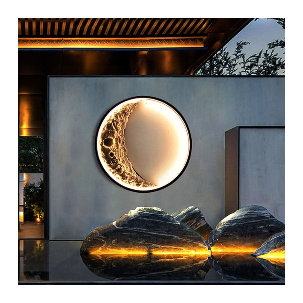 Vecli LED Außenwandleuchte Crescent in Schwarz, minimalistische Wandlampe für Garten, Terrasse und Villa, wasserdicht - Bild 1