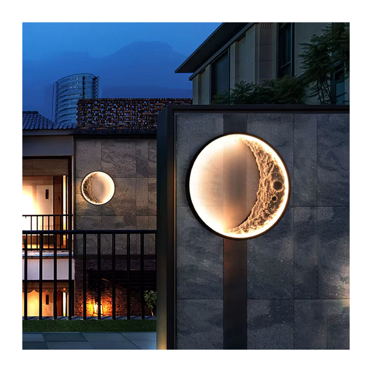 Vecli LED Außenwandleuchte Crescent in Schwarz, minimalistische Wandlampe für Garten, Terrasse und Villa, wasserdicht - Bild 2
