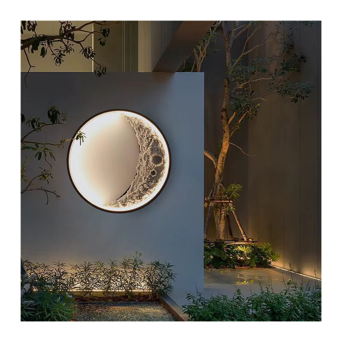 Vecli LED Außenwandleuchte Crescent in Schwarz, minimalistische Wandlampe für Garten, Terrasse und Villa, wasserdicht - Bild 3