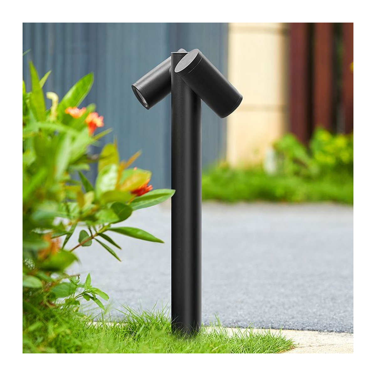 Vecli LED Gartenleuchte Schwarz Modern mit drehbarem Doppelkopf für den Außenbereich - Bild 1