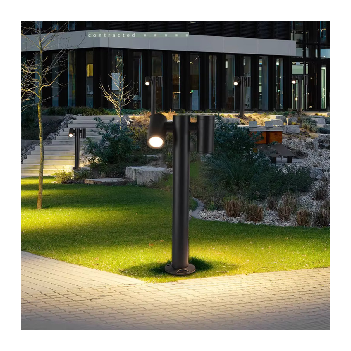 Vecli LED Gartenleuchte Schwarz Modern mit drehbarem Doppelkopf für den Außenbereich - Bild 4