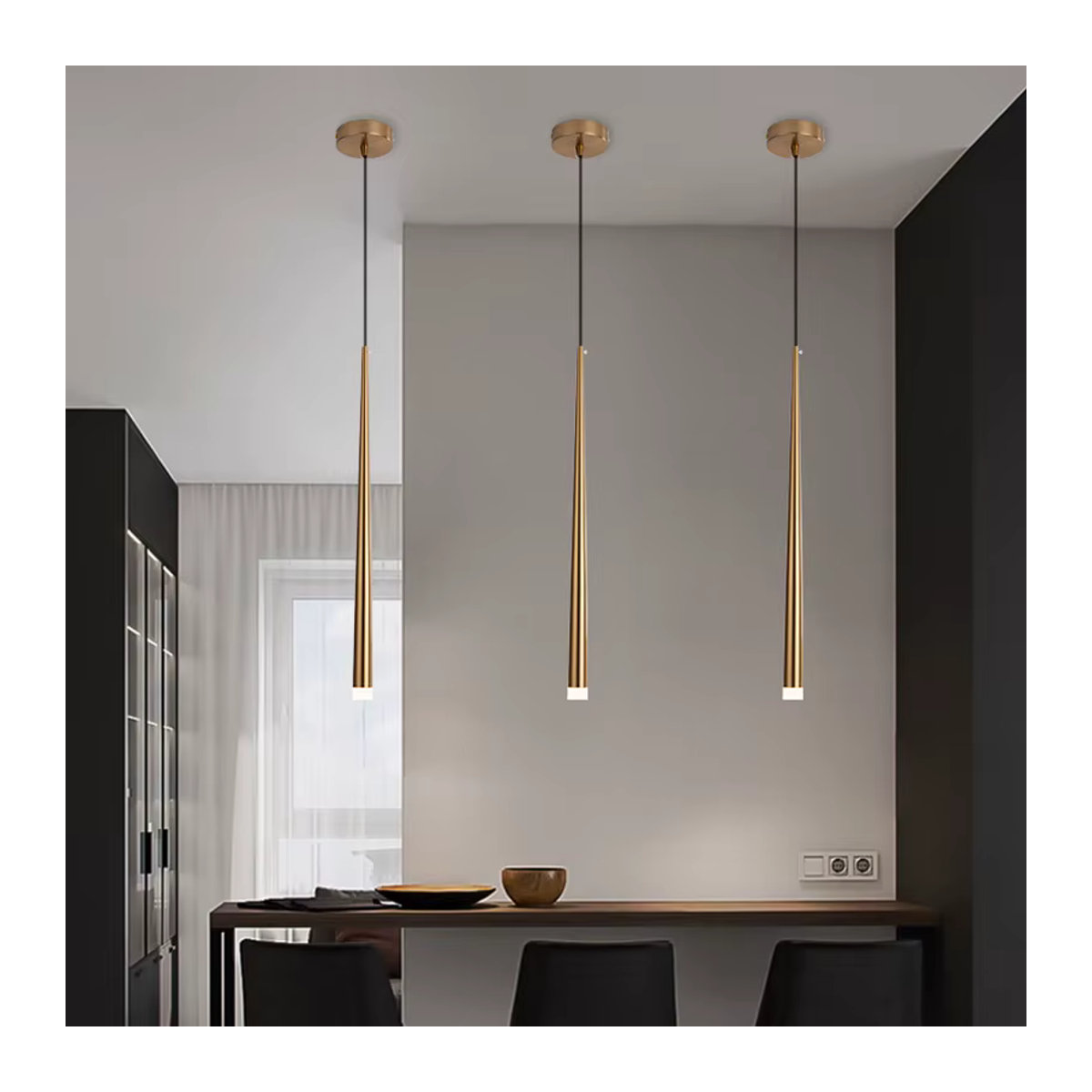Vecli Moderne LED Pendelleuchte im Skandinavischen Design aus Metall in Schwarz - Bild 2