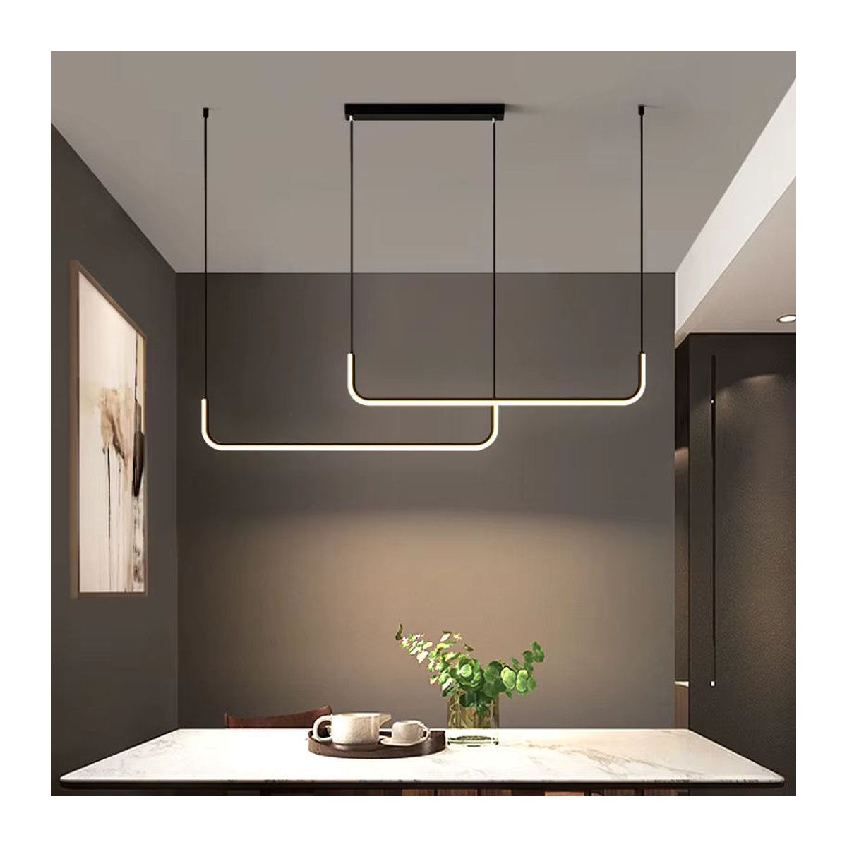 Vecli Moderne Skandinavische LED Pendelleuchte in Schwarz - Bild 2