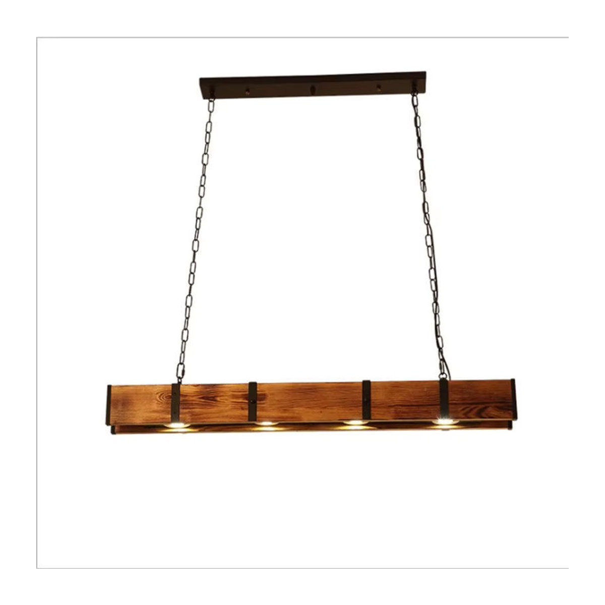 Vecli Pendelleuchte im Industrial Retro Stil aus Holz mit LED-Beleuchtung in Braun - Bild 3