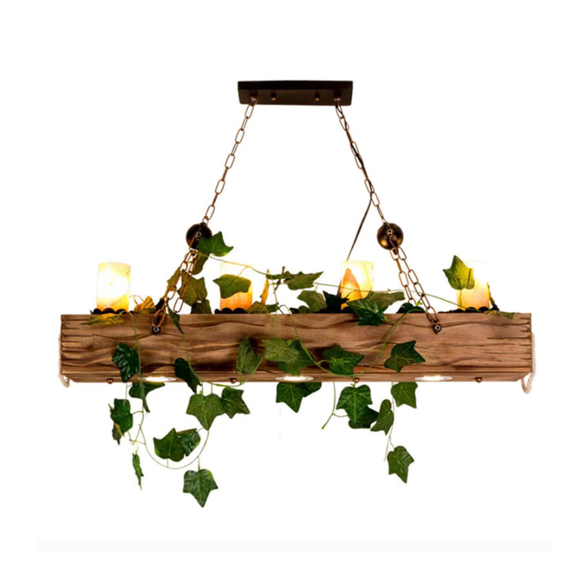Vecli Pendelleuchte im Retro-Industrie-Stil aus Holz mit LED in Braun - Bild 5