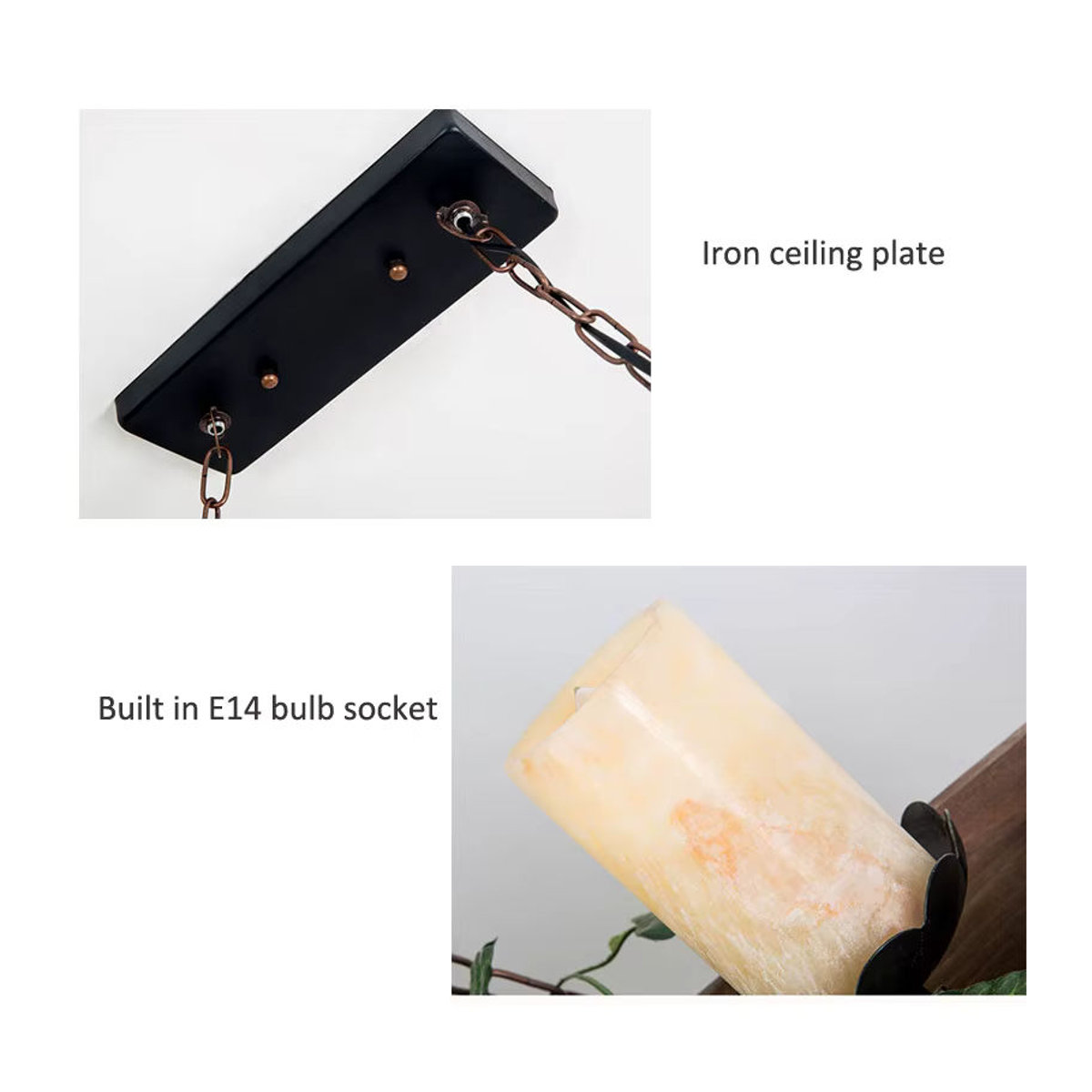 Vecli Pendelleuchte im Retro-Industrie-Stil aus Holz mit LED in Braun - Bild 6