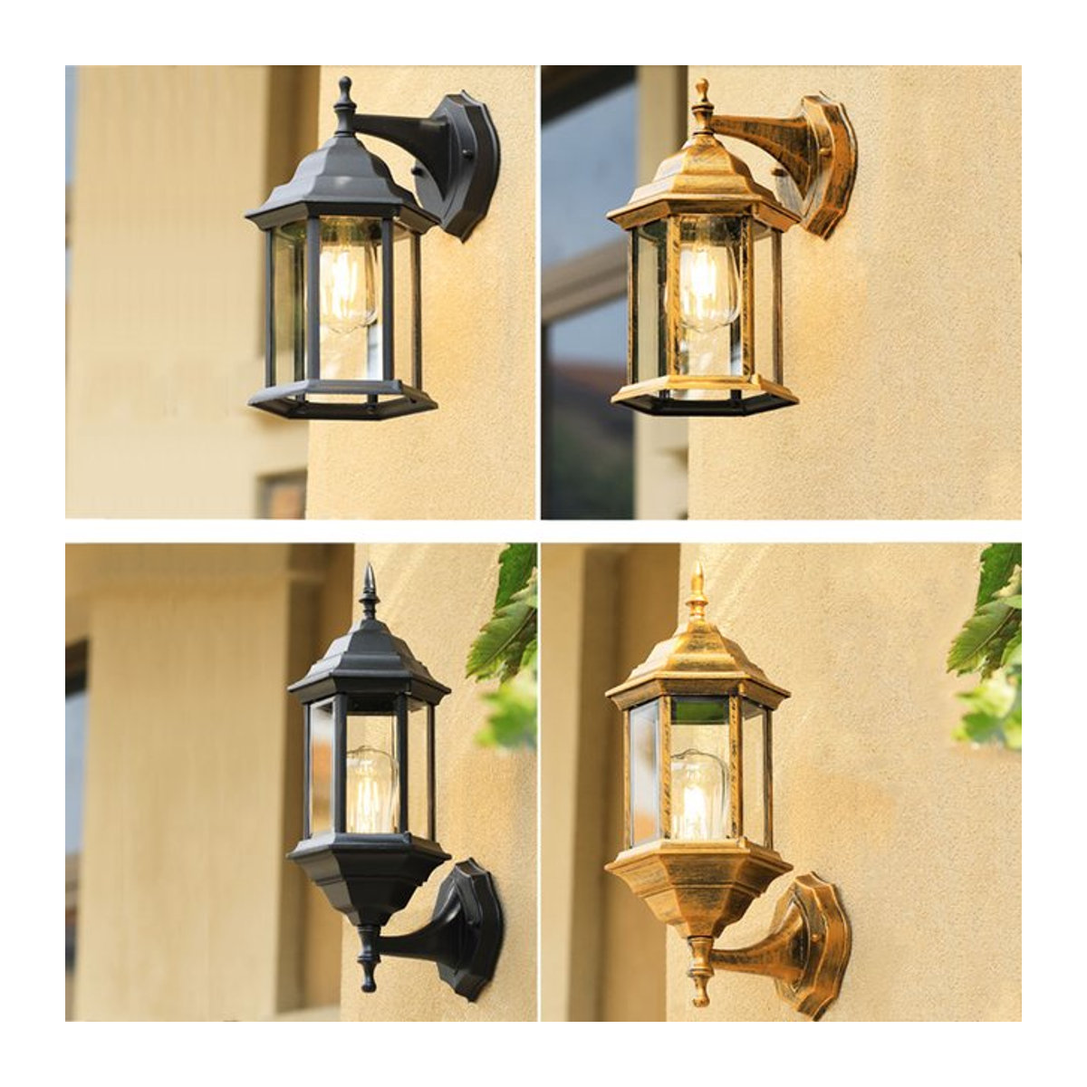 Vecli Retro Wandleuchte Außen Schwarz aus Metall mit E27 Fassung für Garten und Hof - Bild 1