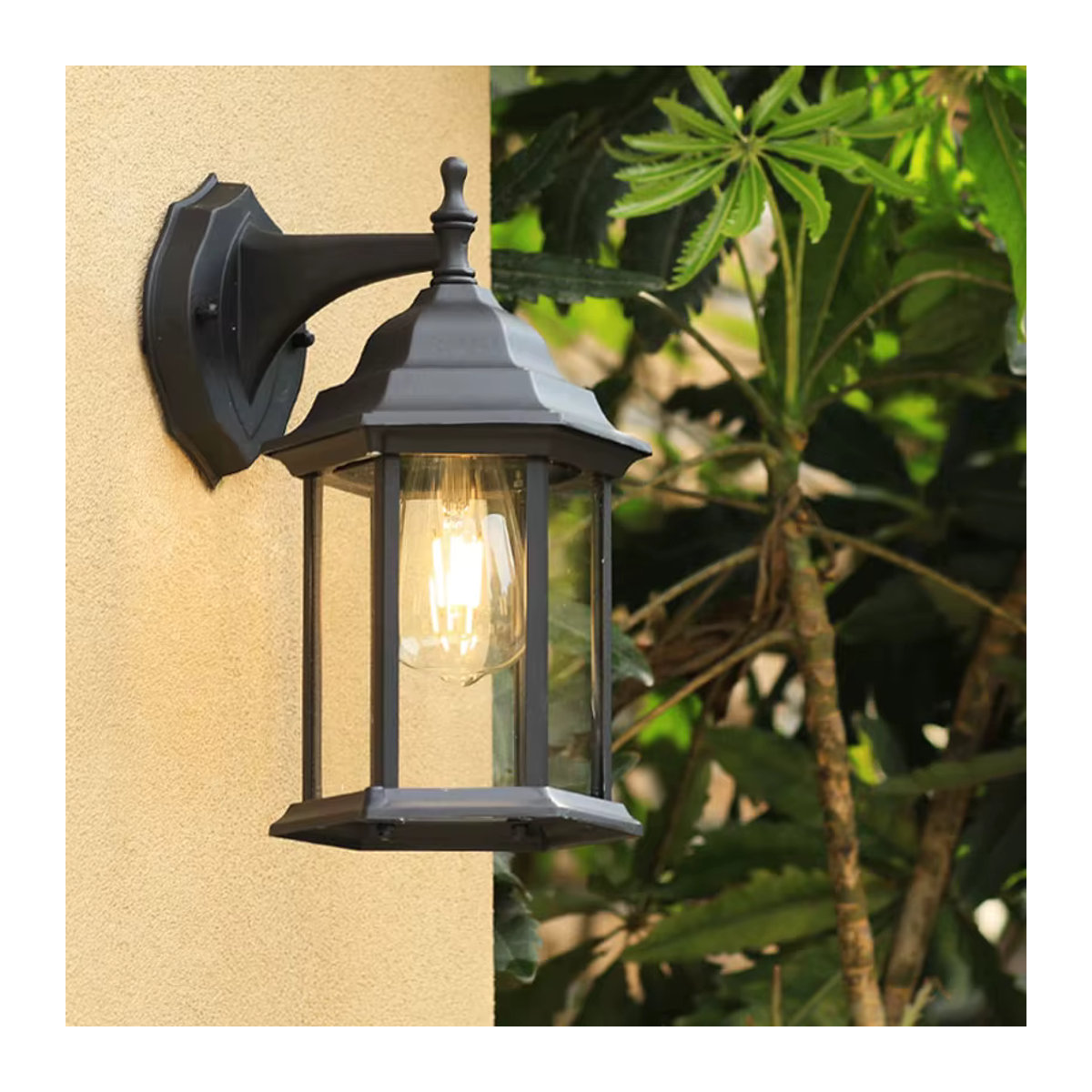 Vecli Retro Wandleuchte Außen Schwarz aus Metall mit E27 Fassung für Garten und Hof - Bild 2