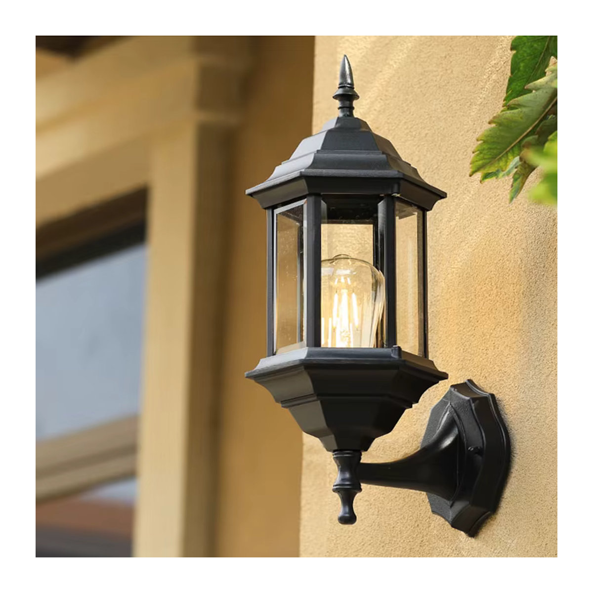 Vecli Retro Wandleuchte Außen Schwarz aus Metall mit E27 Fassung für Garten und Hof - Bild 3