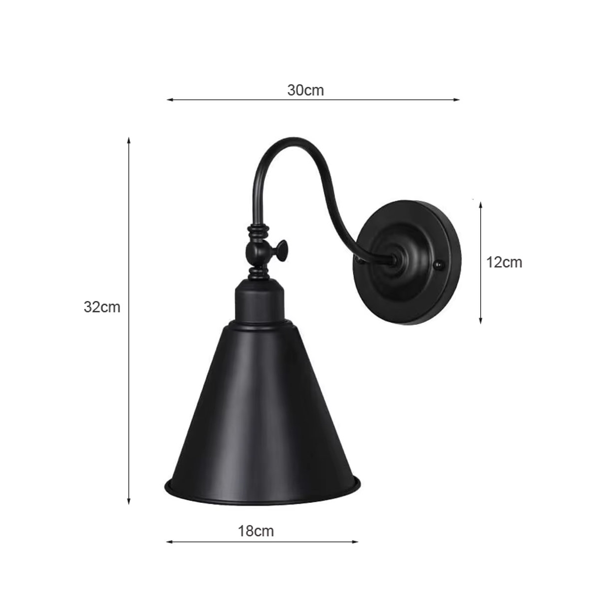 Vecli Vintage Wandleuchte aus Metall in Schwarz im Industrial Retro Design - Bild 2