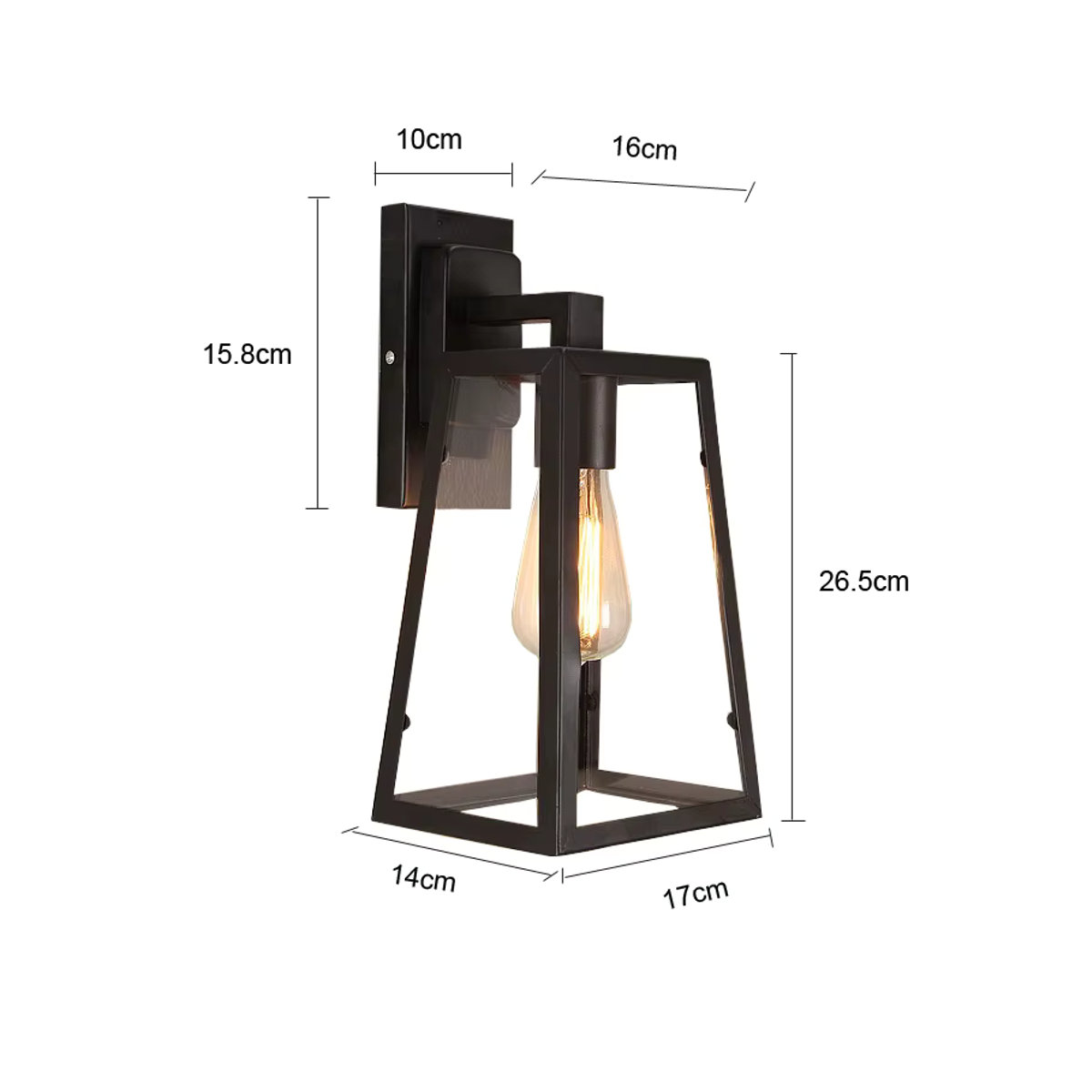 Vecli Wandleuchte im Retro Industrial Design aus Metall, Schwarz - Bild 3