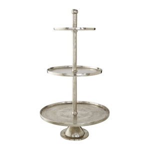 VEGA Etagere Gloria groß in Silber aus Metall, rund, Durchmesser: 54 cm, Höhe: 98 cm