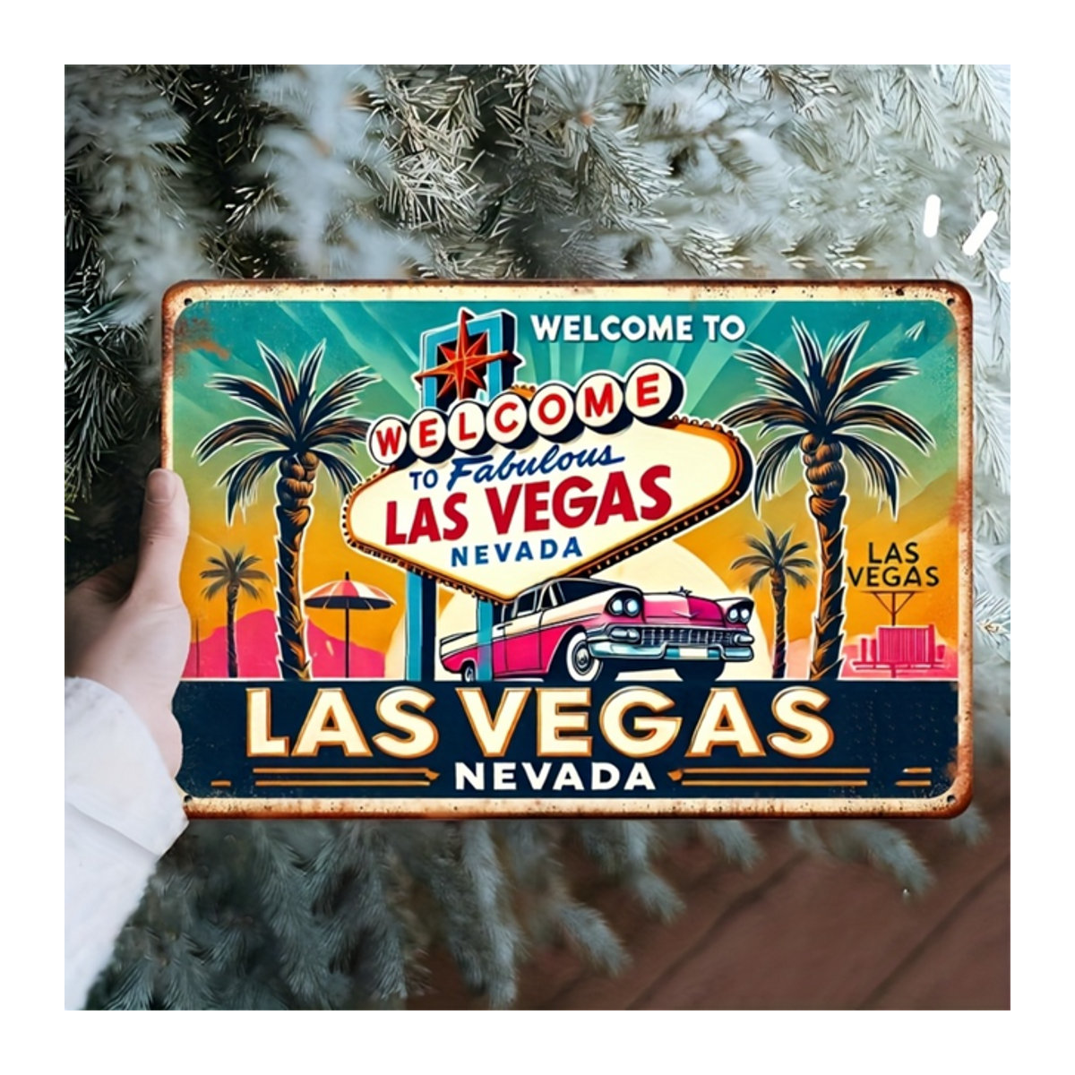 VegasDecor Klassisches Las Vegas Eisenschild in Retro-Neonoptik, mehrfarbig, B/H/T: 30 x 20 x 20 cm - Bild 1