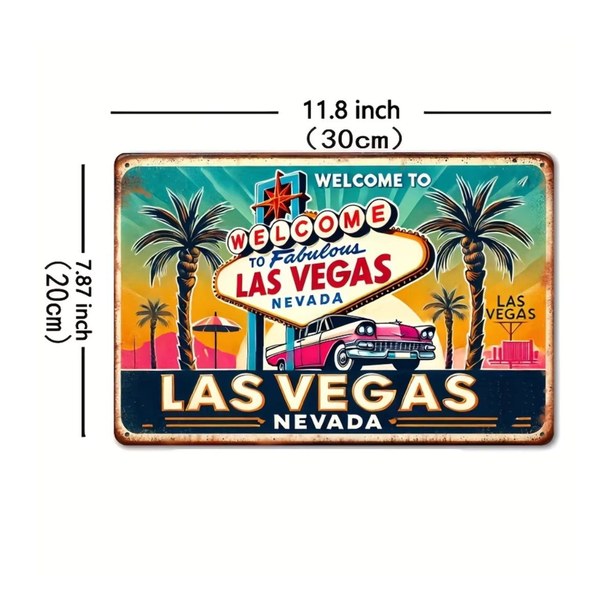 VegasDecor Klassisches Las Vegas Eisenschild in Retro-Neonoptik, mehrfarbig, B/H/T: 30 x 20 x 20 cm - Bild 2