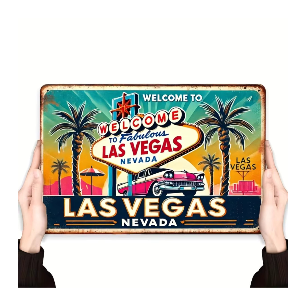VegasDecor Klassisches Las Vegas Eisenschild in Retro-Neonoptik, mehrfarbig, B/H/T: 30 x 20 x 20 cm - Bild 3