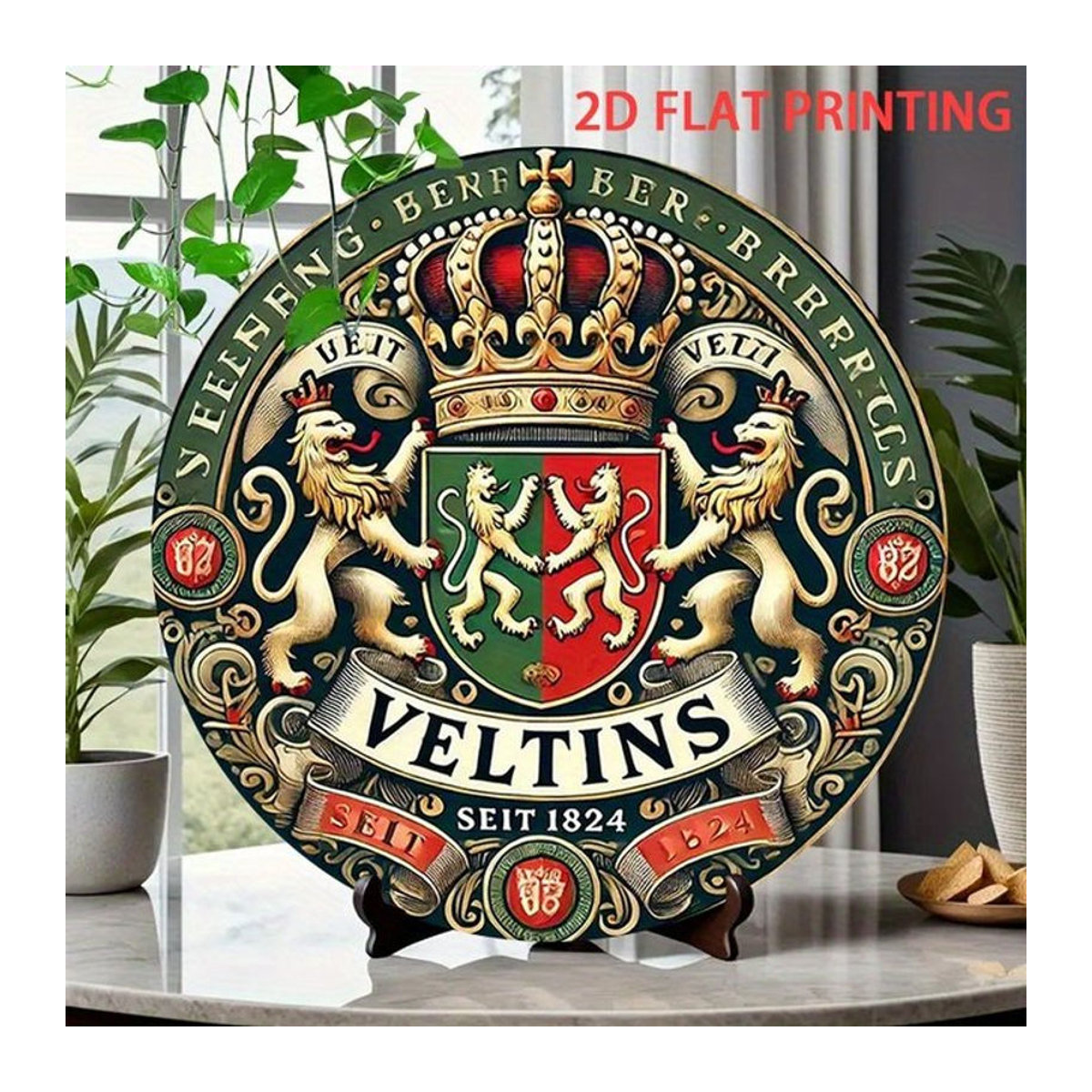 Veltins Crest Vintage Blechschild aus Metall, rund, mehrfarbig - Bild 1