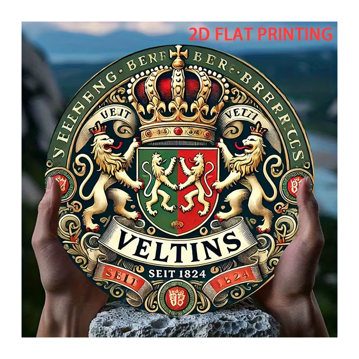 Veltins Crest Vintage Blechschild aus Metall, rund, mehrfarbig - Bild 4