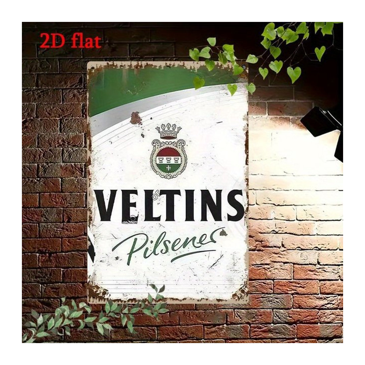 Veltins Pils Metallschild im Vintage-Design als rechteckige Wanddekoration in Weiß, Höhe: 20 cm, Breite: 14 cm - Bild 1