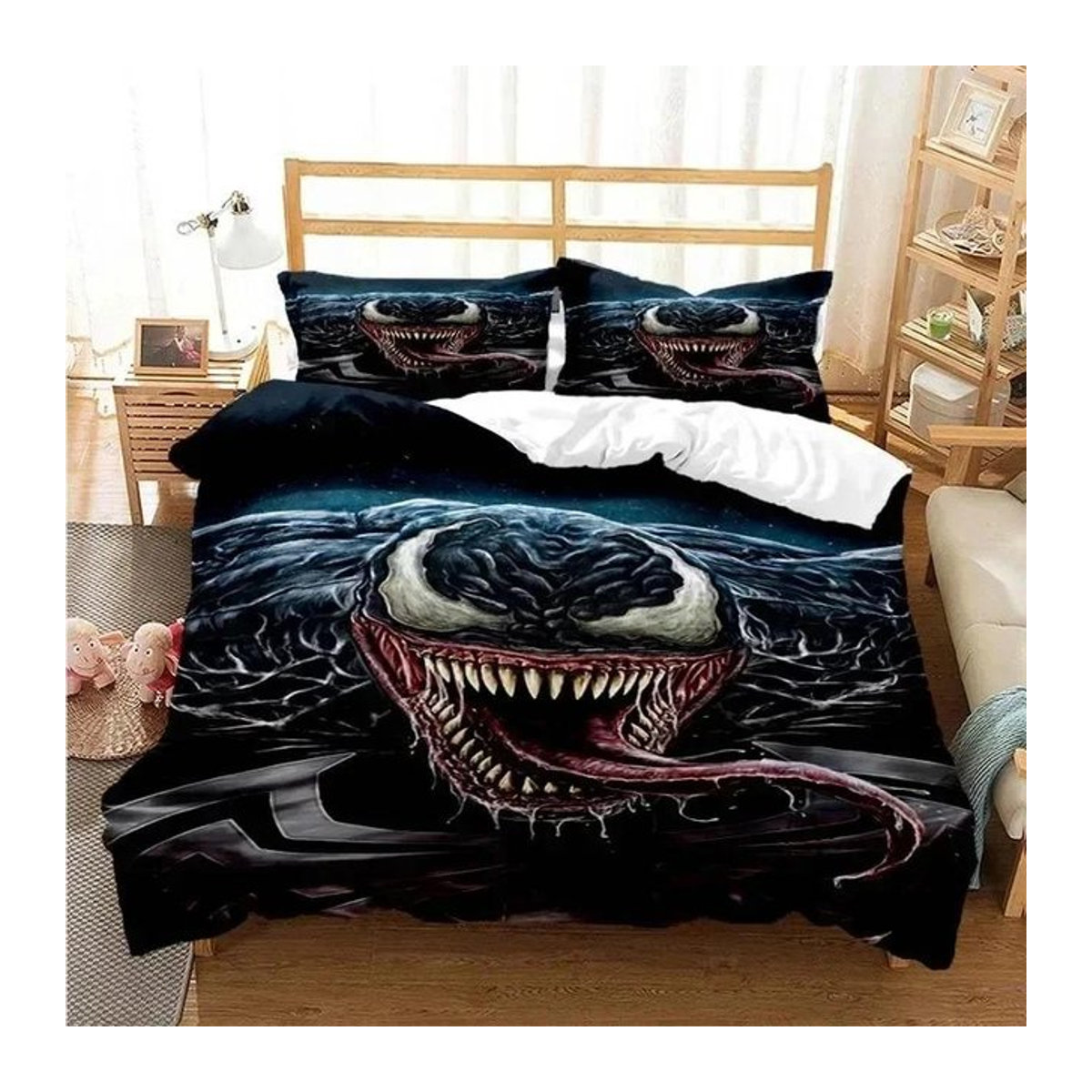 Venoms Bettwäsche-Set mit Kissenbezug in Schwarz, B/H: 200 x 200 cm - Bild 1