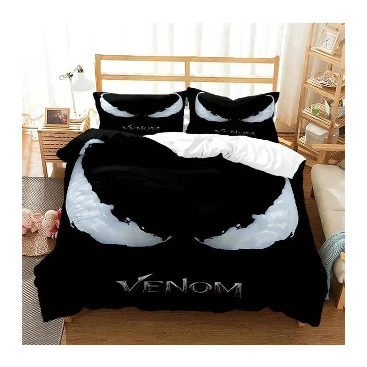 Venoms Bettwäsche-Set mit Kissenbezug in Schwarz für Queen Size Bett, B/H: 228 x 228 cm - Bild 1