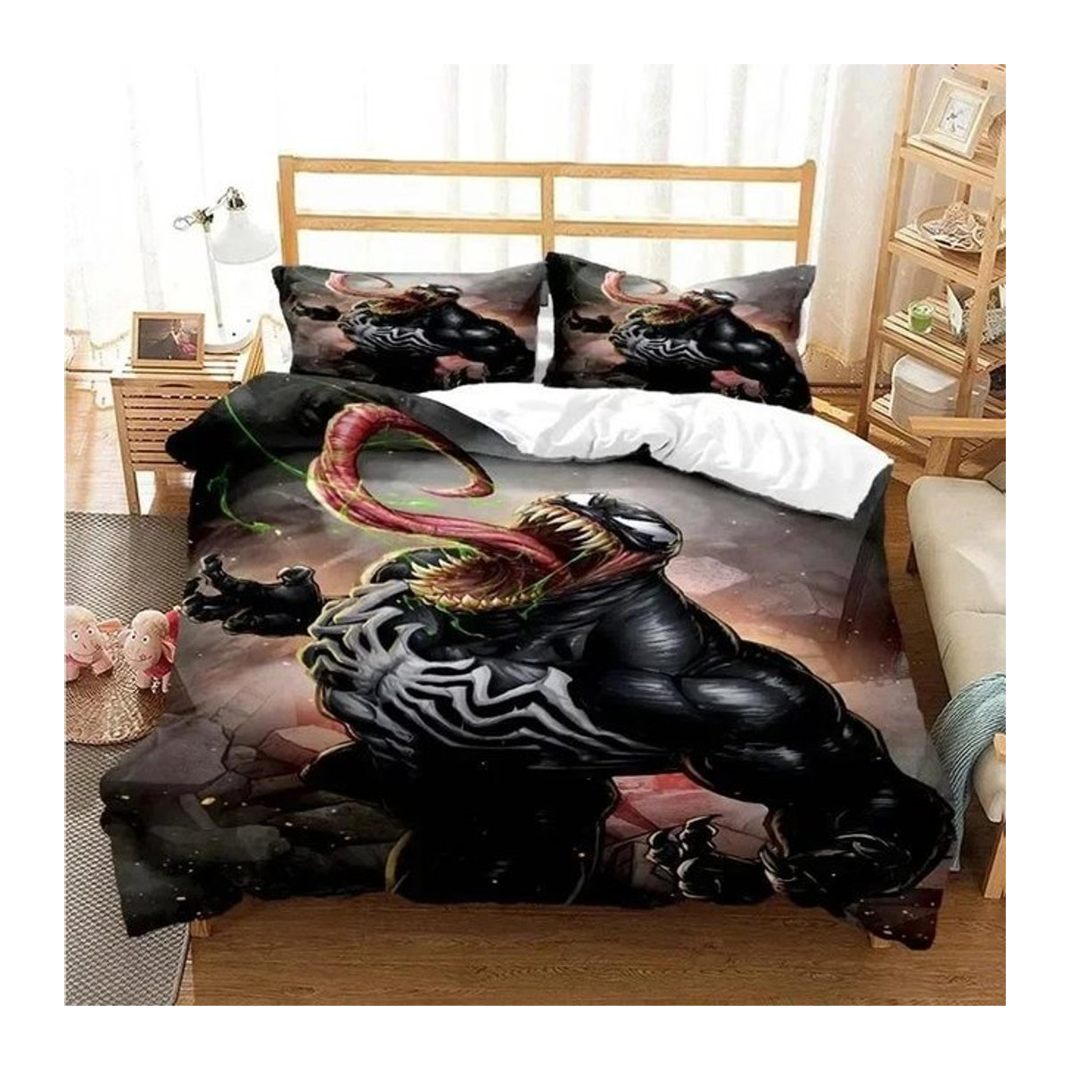 Venoms Bettwäsche-Set mit Reißverschluss in Schwarz, B/H: 135 x 200 cm - Bild 1