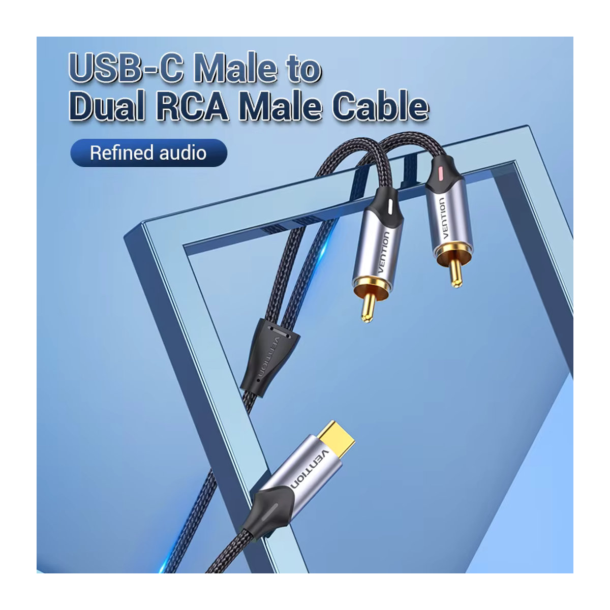 Vention USB C auf RCA Audiokabel in Silber für Lautsprecher und Verstärker - Bild 2