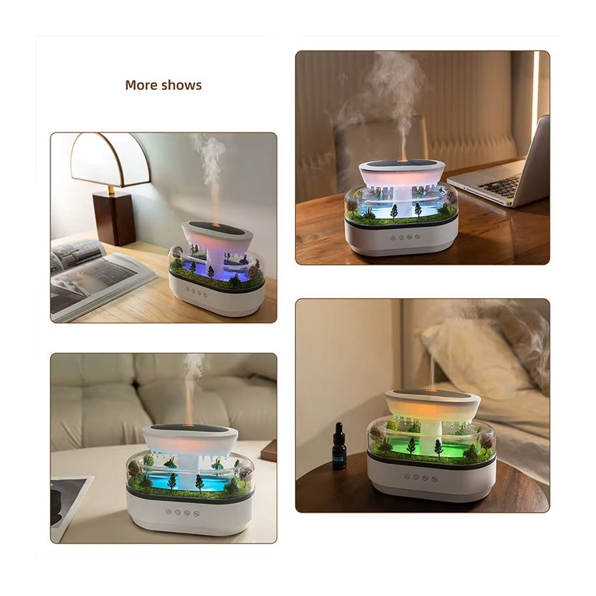 VENUSWING Aromatherapie-Diffusor mit simuliertem Regentropfen-Effekt und Musik in Waldgrün - Bild 6