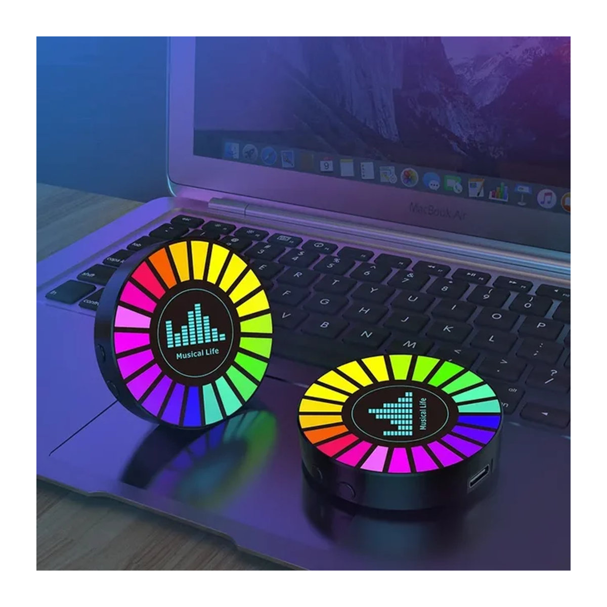 VENUSWING Aromatherapie-Magnet-Luftfrischer mit RGB-Beleuchtung und bunter Umgebungsluft, rund und wiederaufladbar für Auto oder Zimmer - Bild 1