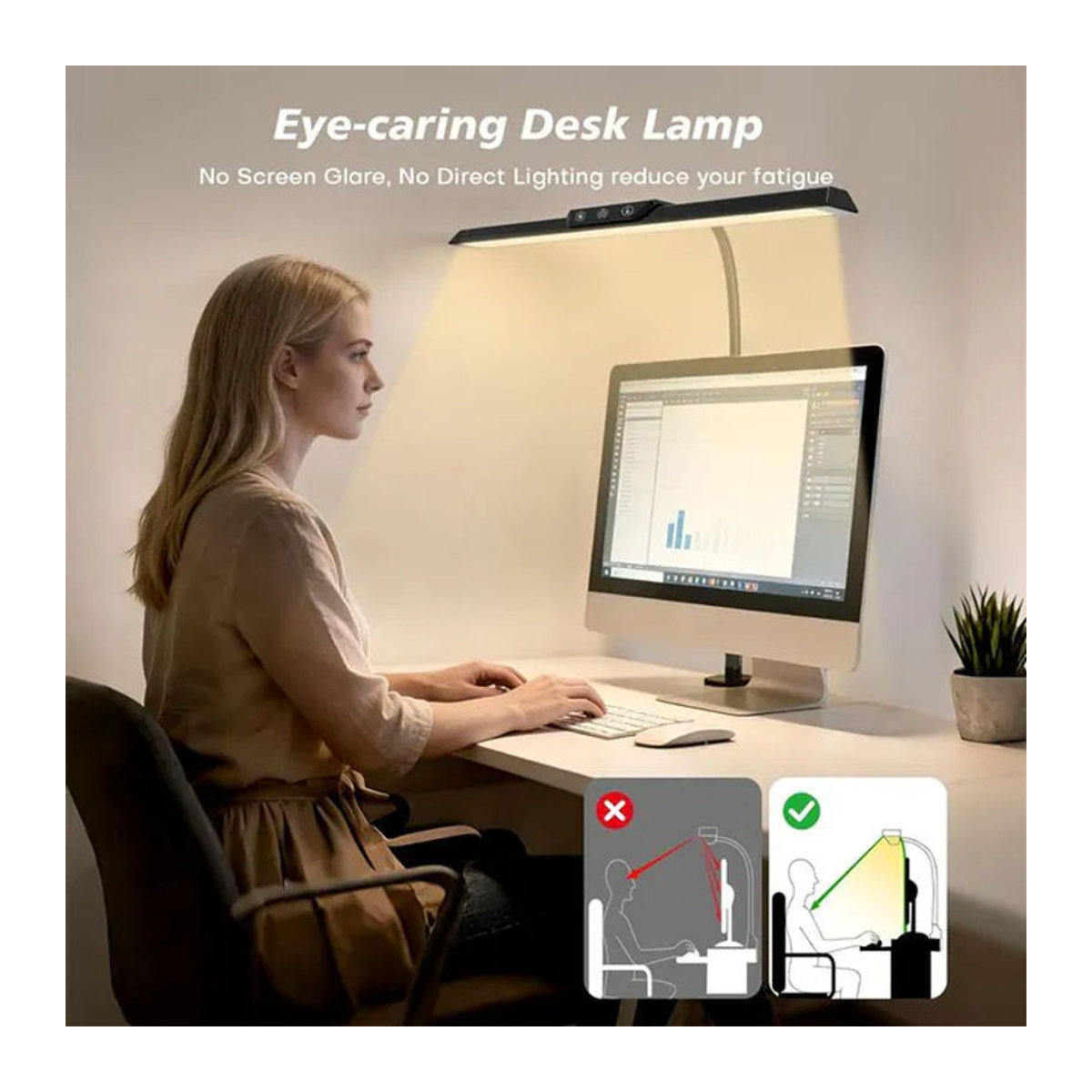 VENUSWING Dimmbare LED-Schreibtischlampe mit flexiblem Schwanenhals und Clip-on Funktion in Schwarz - Bild 1