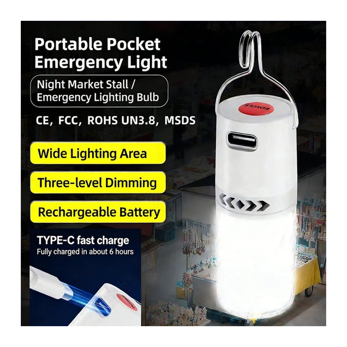 VENUSWING LED-Camping-Zeltlaterne, wasserdichte tragbare Notfall-Glühbirne mit Clip-Haken für Outdoor und Wandern - Bild 1