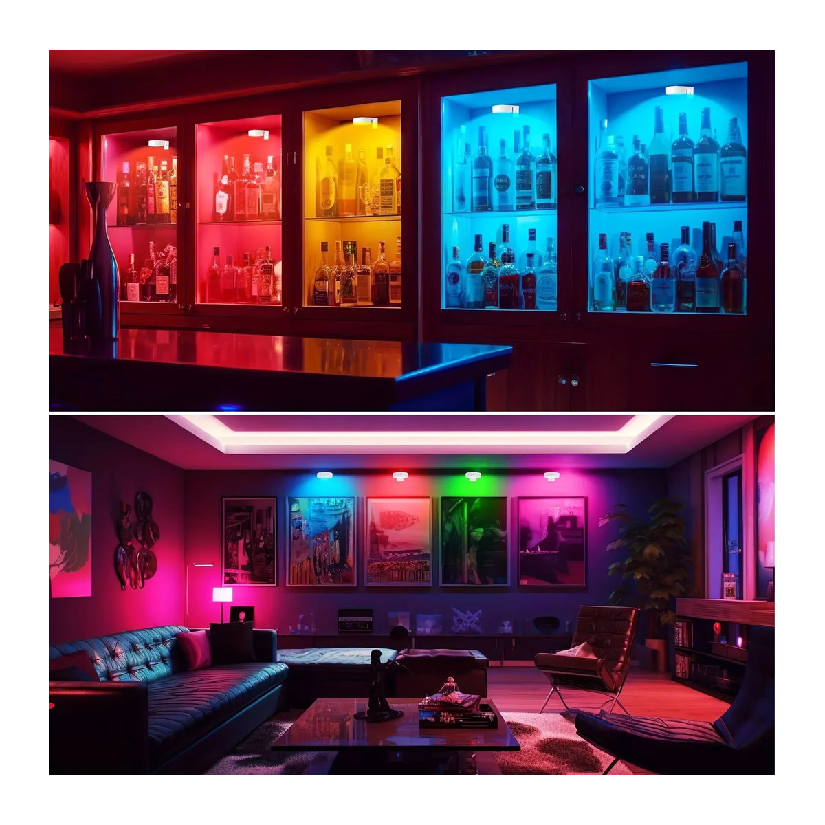 VENUSWING LED Nachtlicht mit Fernbedienung, RGB 12 Farben, wiederaufladbar via Typ C, kabellose Möbelbeleuchtung in Weiß oder Bunt - Bild 3