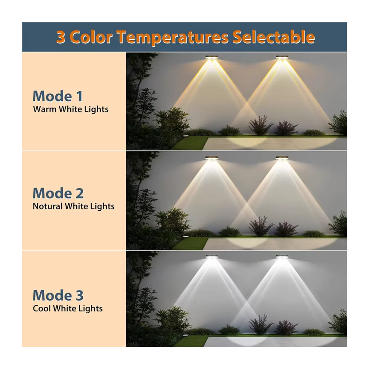 VENUSWING LED Solar Wandleuchte Schwarz mit 3 RGB Farben für Garten und Außenbereich - Bild 4