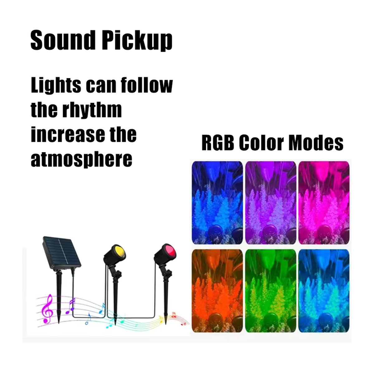 VENUSWING RGB Solar Außenstrahler Modern Schwarz mit Farbwechsel und LED für Garten und Terrasse - Bild 3