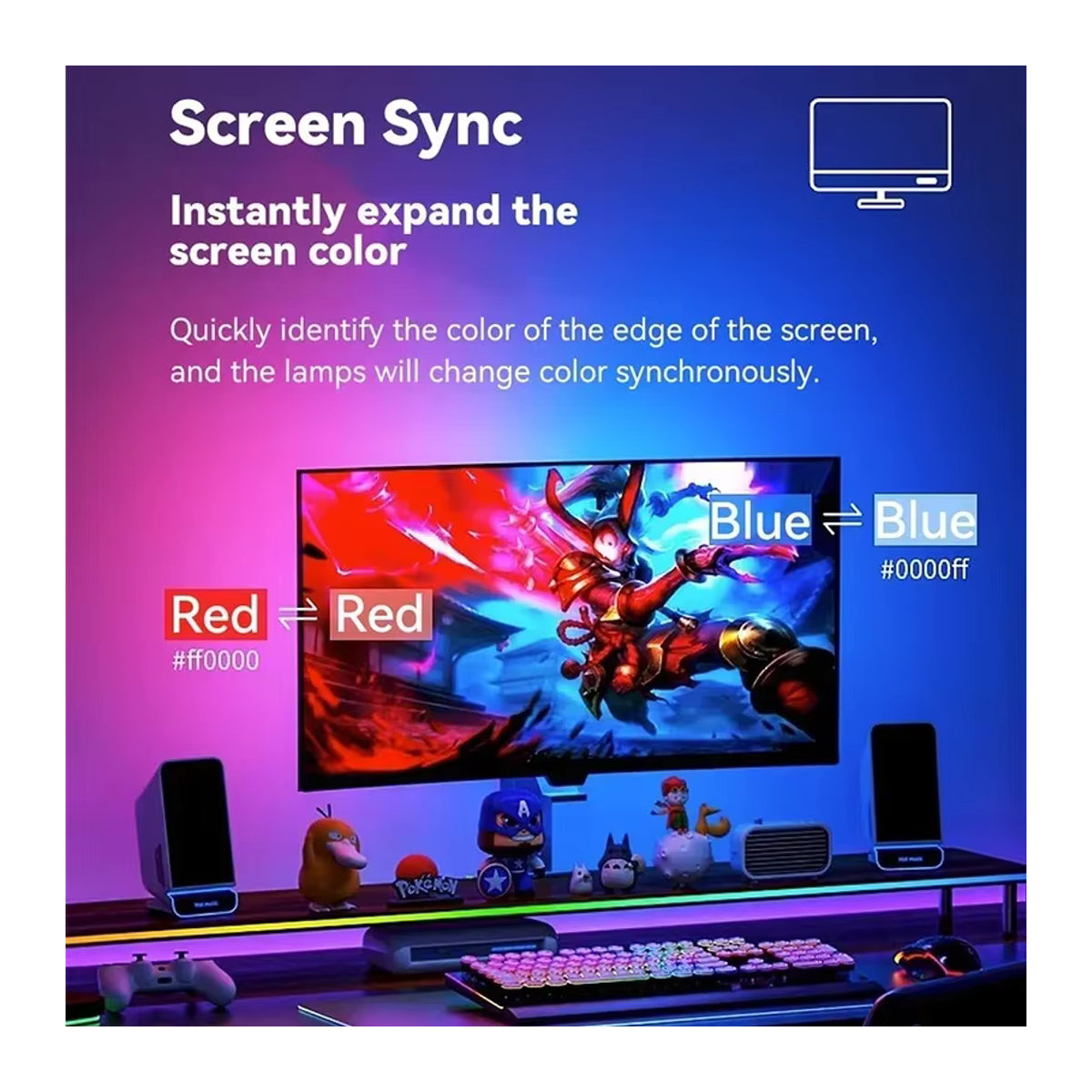 VENUSWING Smart Ambient RGB LED Streifen für PC Monitor zur Hintergrundbeleuchtung und Atmosphäre-Dekoration in Bunt - Bild 3