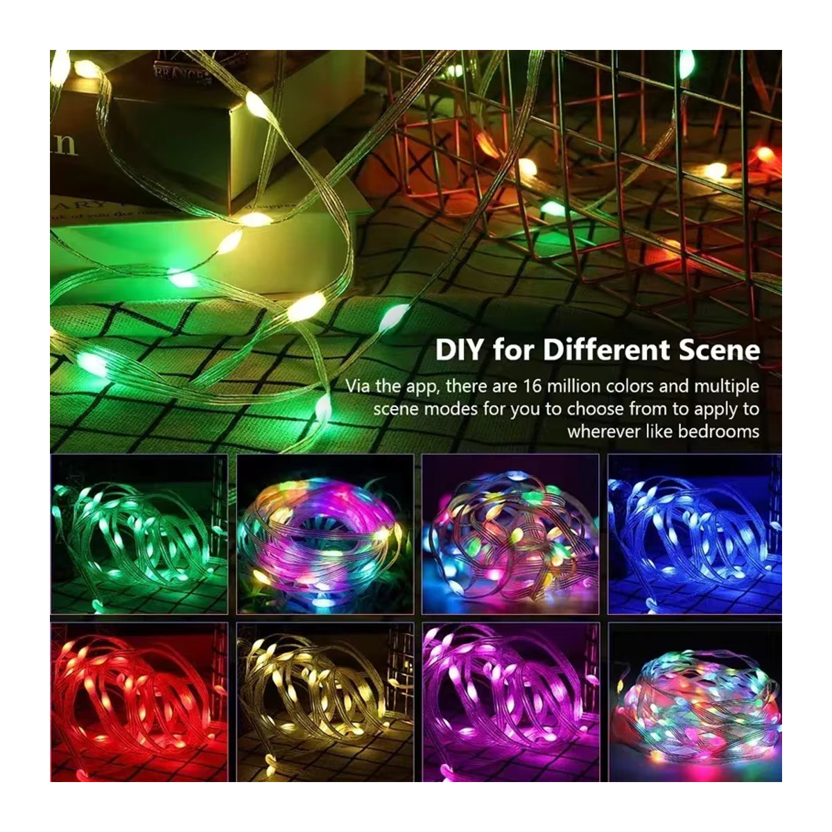 VENUSWING Smart LED RGBIC Lichterkette mit Bluetooth App-Steuerung und Musik-Modus, Wasserdicht, Bunt - Bild 2
