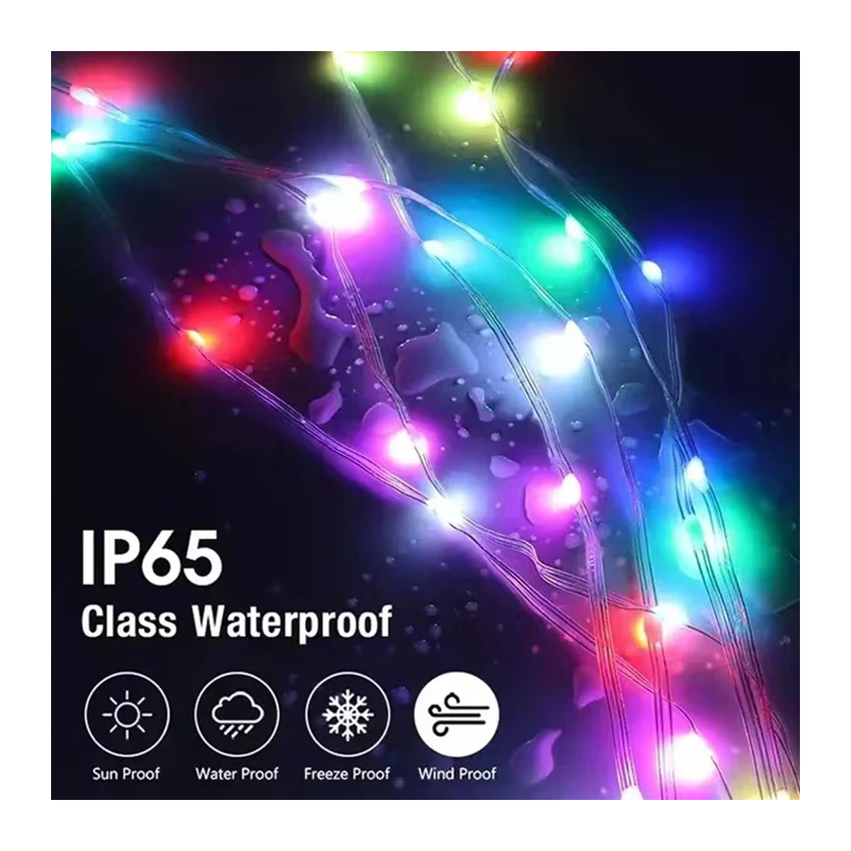 VENUSWING Smart LED RGBIC Lichterkette mit Bluetooth App-Steuerung und Musik-Modus, Wasserdicht, Bunt - Bild 4