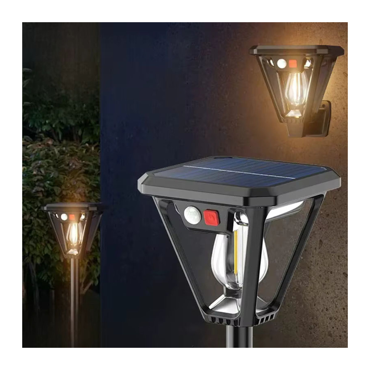 VENUSWING Solar-Bewegungsmelder-Licht für den Außenbereich, moderne LED Solarleuchte in Schwarz als Wandleuchte oder Rasenlampe, wasserdicht - Bild 6