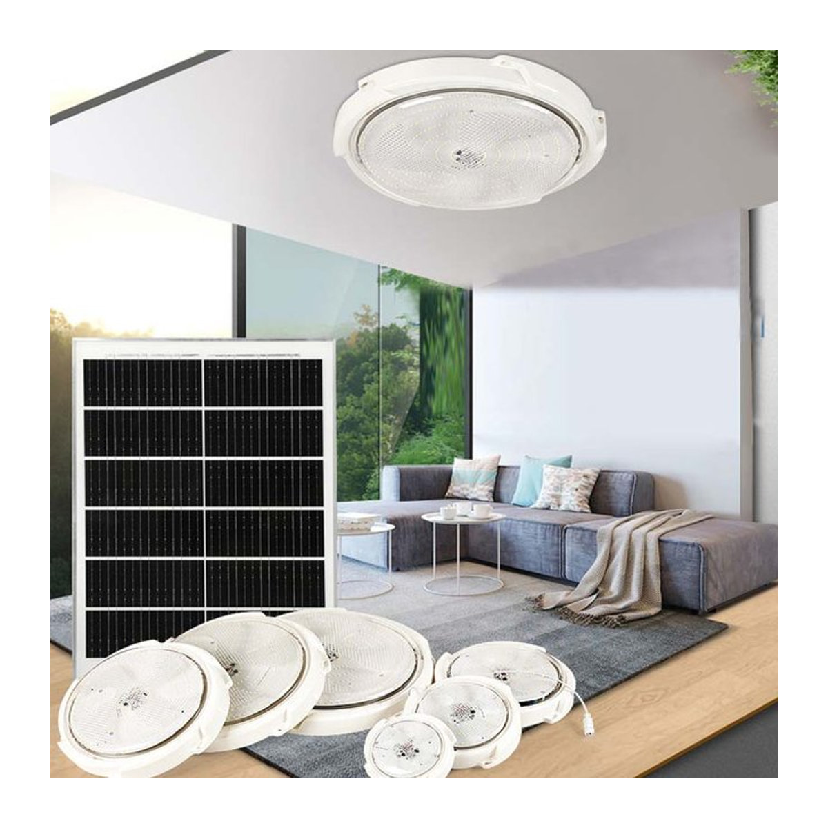 VENUSWING Solar Deckenleuchte LED mit Fernbedienung in Weiß für Wohnzimmer, Schlafzimmer und Balkon - Bild 1
