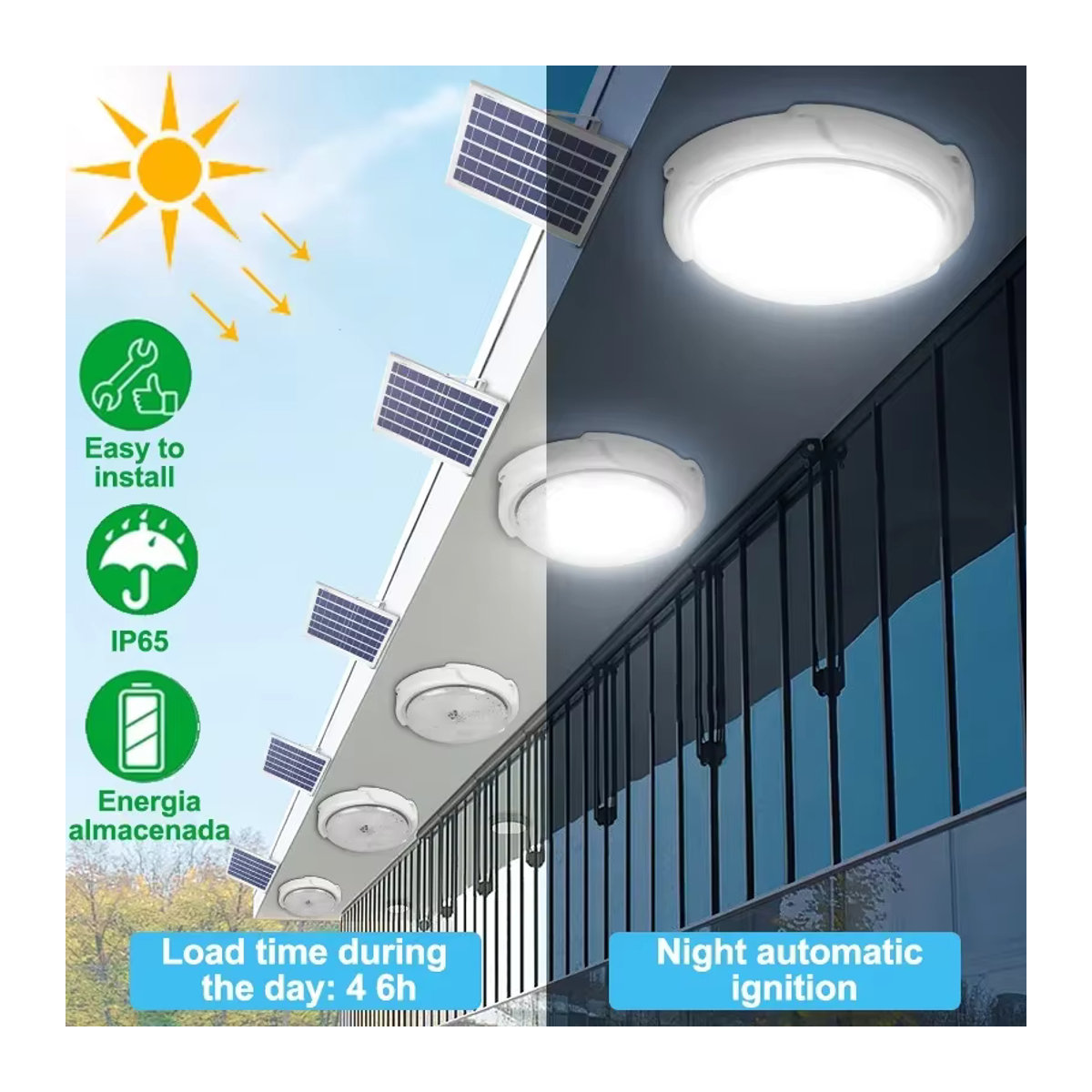 VENUSWING Solar Deckenleuchte LED mit Fernbedienung in Weiß für Wohnzimmer, Schlafzimmer und Balkon - Bild 4