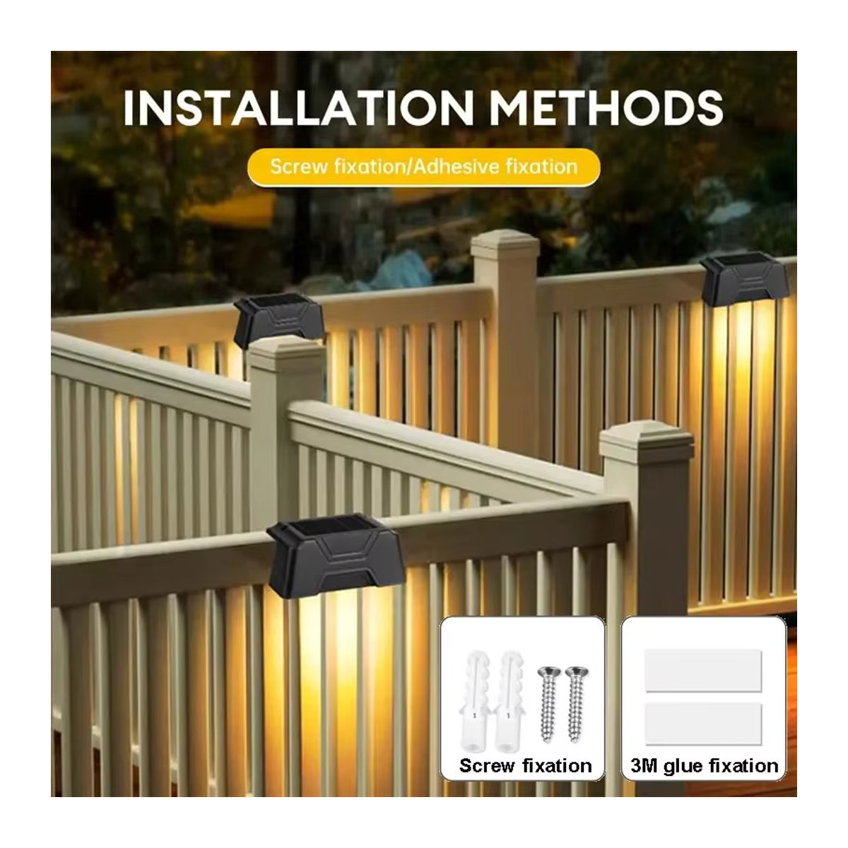 VENUSWING Solar-LED-Außenleuchten in Schwarz, wasserdichte IP65 Gartenlampen aus Kunststoff für Wand, Treppe und Zaun - Bild 5
