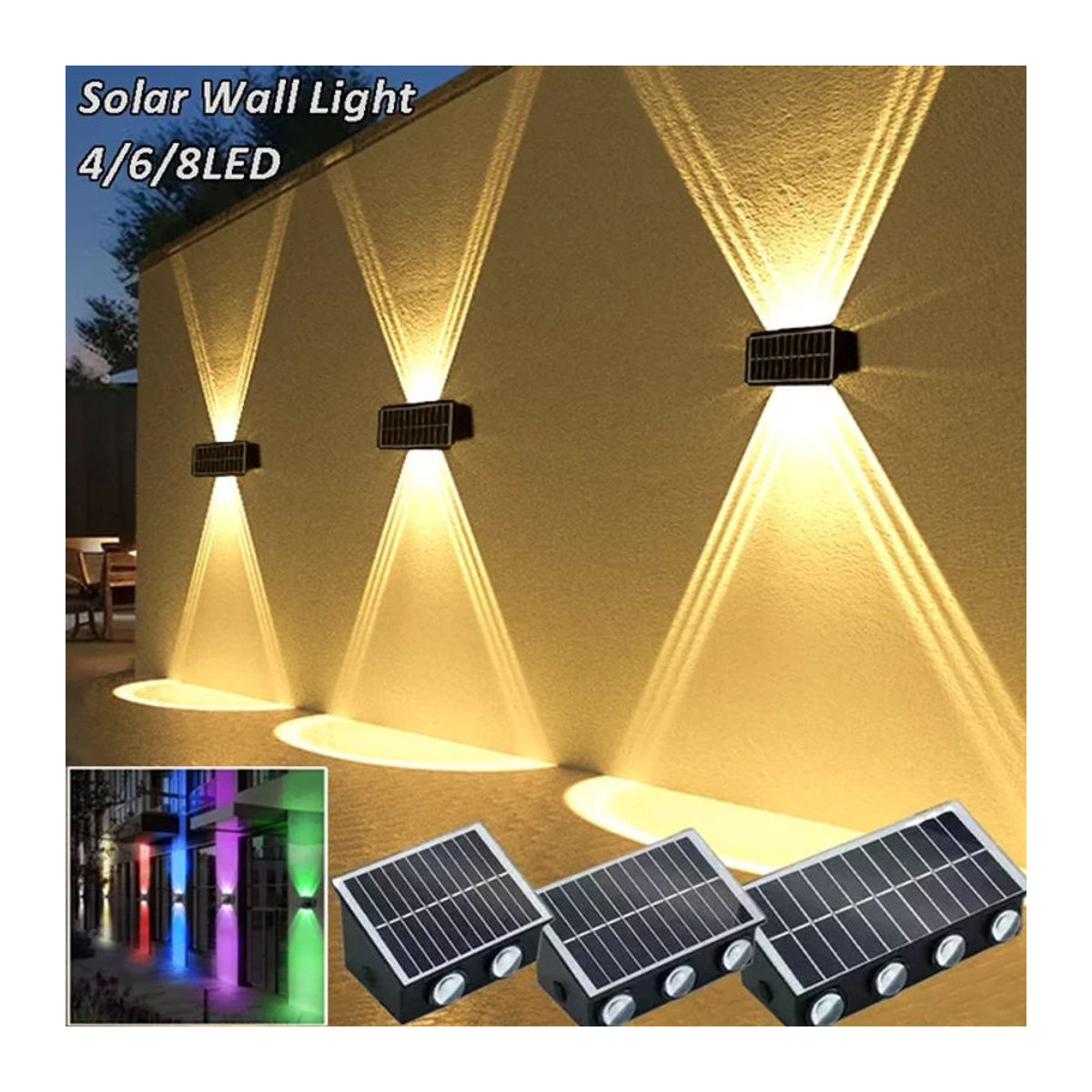 VENUSWING Solar-LED-Außenstrahler in Schwarz für Garten und Veranda mit moderner Up-and-Down-Beleuchtung - Bild 1