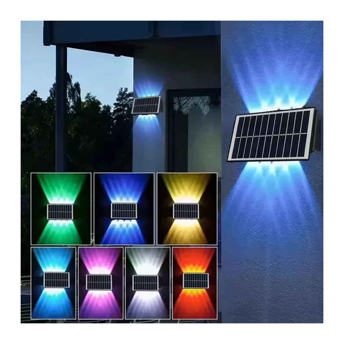 VENUSWING Solar-LED-Wandleuchte für den Außenbereich in Bunt, moderne wasserdichte Gartenleuchte für Balkon und Innenhof - Bild 1