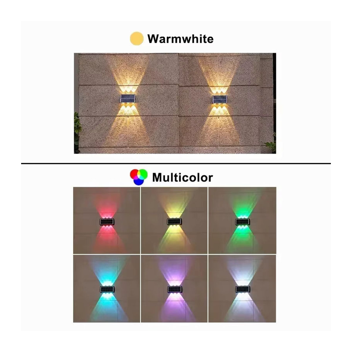 VENUSWING Solar-LED-Wandleuchte für den Außenbereich in Bunt, moderne wasserdichte Gartenleuchte für Balkon und Innenhof - Bild 2