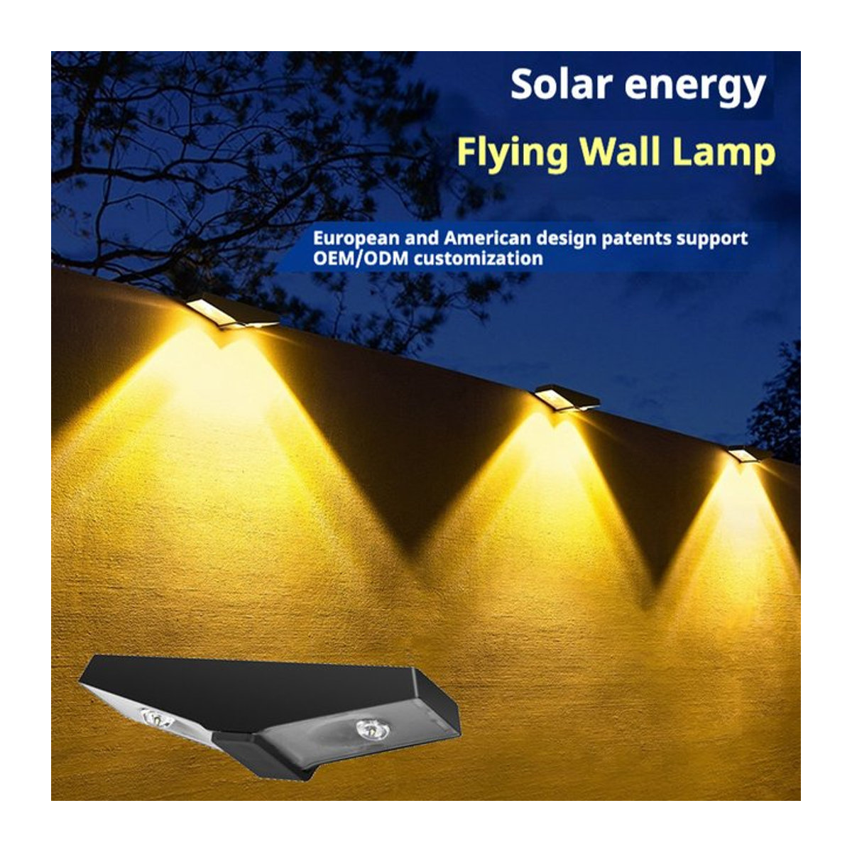 VENUSWING Solar-LED-Wandleuchte in Schwarz für den Außenbereich, moderne wasserdichte Gartenbeleuchtung für Hof und Weg - Bild 1