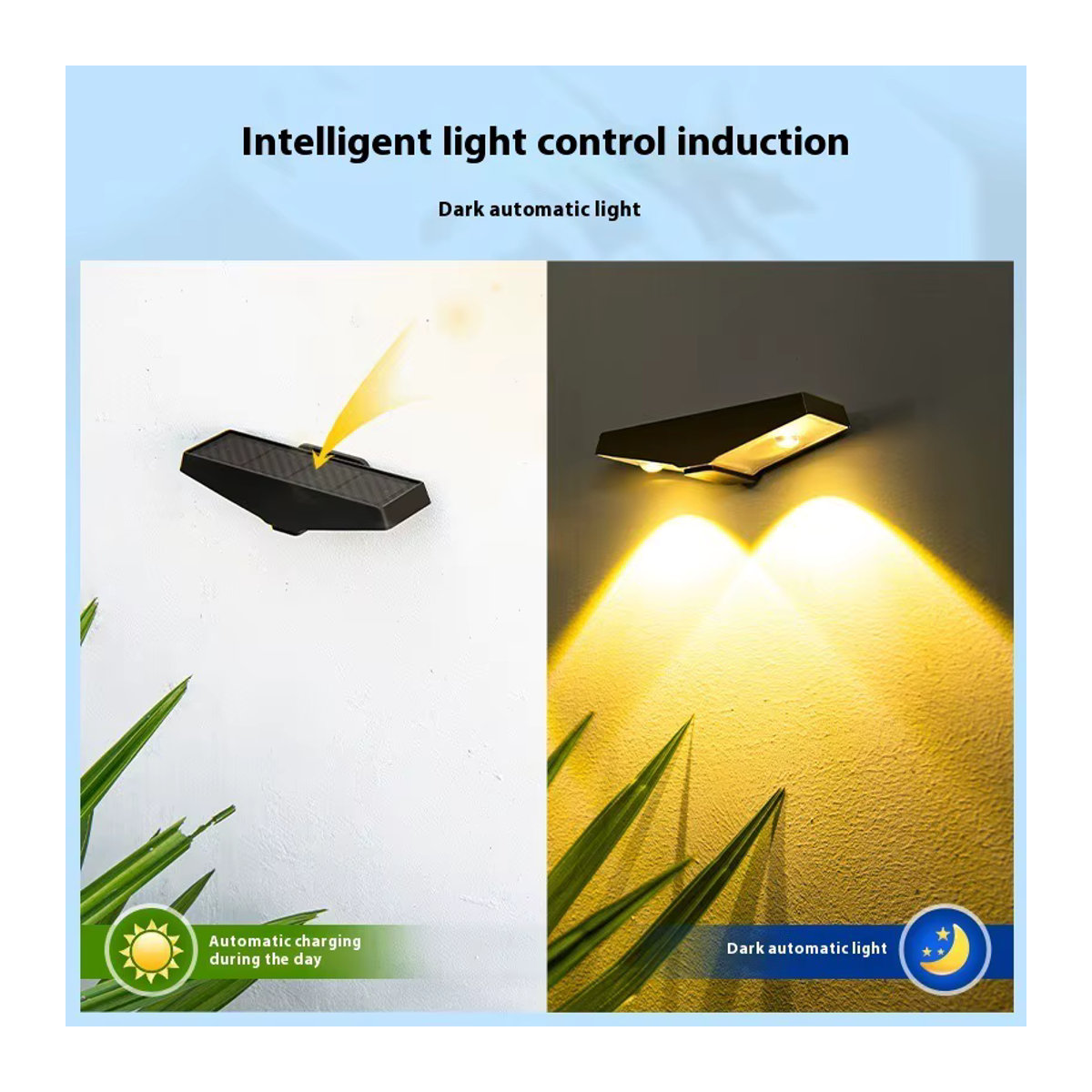 VENUSWING Solar-LED-Wandleuchte in Schwarz für den Außenbereich, moderne wasserdichte Gartenbeleuchtung für Hof und Weg - Bild 2