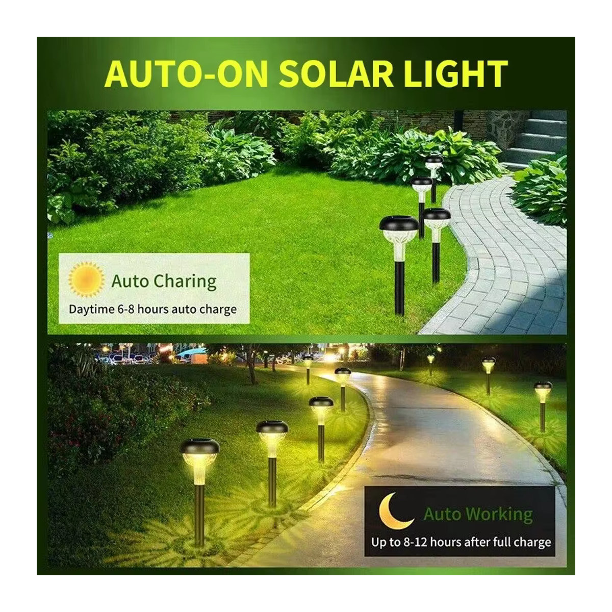 VENUSWING Solar-LED-Wegeleuchte in Schwarz, moderne Gartenlampe für den Außenbereich, wasserdicht und dekorativ - Bild 4